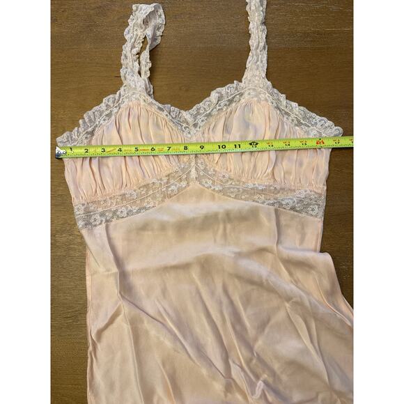 Vintage Fischer Pure Silk Lace Nightgown Slip Dress Sz S/M? Peach Pink Lingerie - Picture 6 of 7